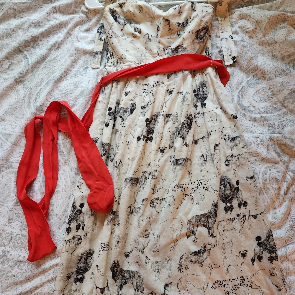 Maeve Orange and Cream Sundress Sweetheart Neckline